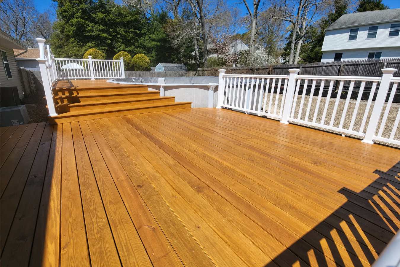 Cedar wood deck construction